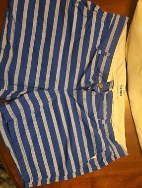 Old Navy Blue and Light Gray Striped Casual Shorts